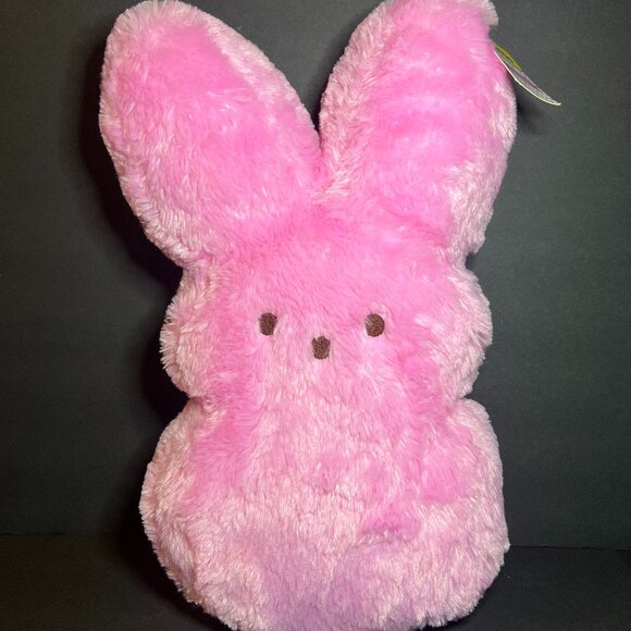 NWT 2025 Peeps Large Fluffy Pink Easter Bunny Rabbit Plush Pillow Toy 16.5" - Picture 1 of 8